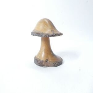 Handmade Mushroom Turned Wood Toadstool Figurine Vintage 1970s Hippie